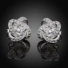 Модные серебряные ювелирные изделия, изысканные европейские циркониевые Хрустальные Очаровательные благородные серьги-гвоздики для женщин, женские свадебные серьги E029