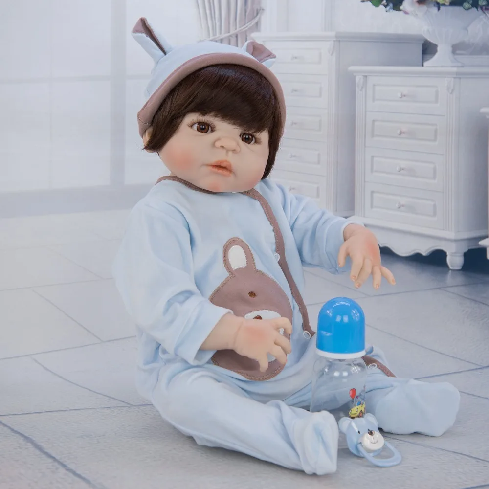 

55 cm bebe boy reborn doll vinyl silicone reborn boncas realistic Non-toxic bath toy for hot sale girl 2019 new Christmas gift