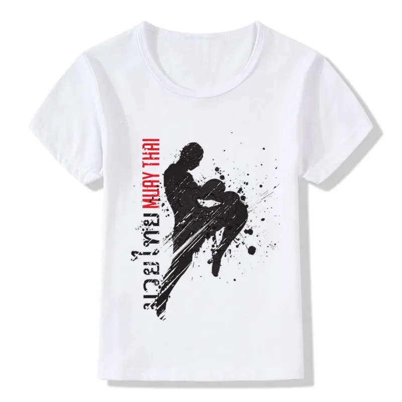 Детские футболки с героями мультфильма «Fighting Muay Thai Hardcore Fight» Детская повседневная одежда модные футболки для мальчиков и девочек HKP552 - Цвет: whiteB