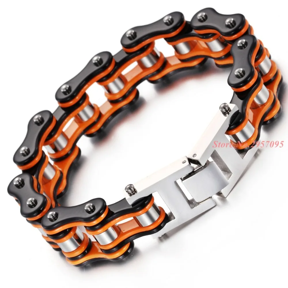17mm Wide Punk Rock Roll Motorbycicle Chain Bracelet Men Bracelets