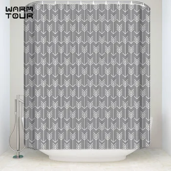 

Extra Long Fabric Bath Shower Curtains Geometric Grey Arrows Mildew-resistant Bathroom Decor Sets with Hooks 36" x 78"