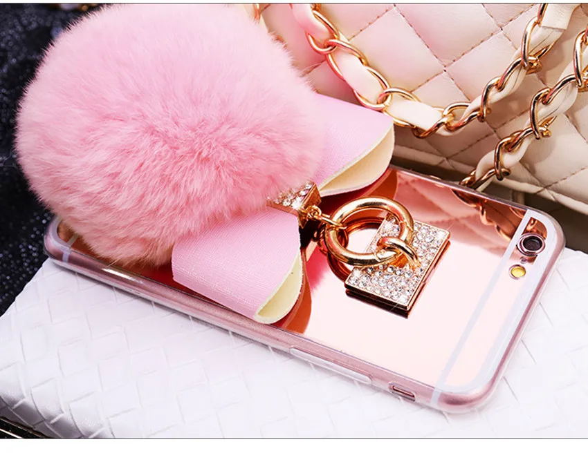 For-iPhone-5-5S-6-6S-7-8-Plus-X-Luxury-Rhinestone-Bowknot-Fur-Ball-Pompom (3)