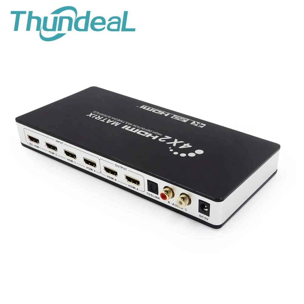 HDMI Matrix Full HD 4K 2K 3D 1080P HDMI Matrix 4X2 Switch Splitter Converter Adapter with Remote Control + Toslink SPDIF Audio HDMI Matrix Full HD 4K 2K 3D 1080P HDMI Matrix 4X2 Switch Splitter Converter Adapter with Remote Control + Toslink SPDIF Audio
