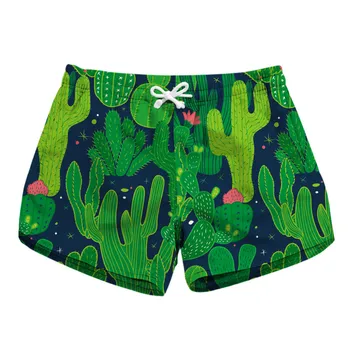 

Barbed Cactus Women's Summer Drawstring Waist Shorts with Prints Comfy Casual Fit Beach Scanties 3D Print Boxers Trousers