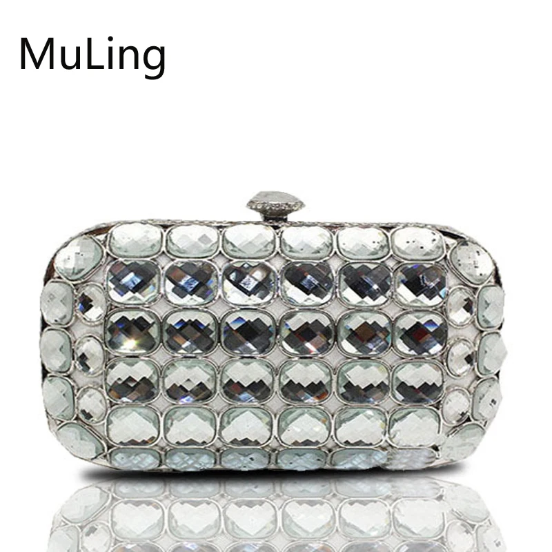 

New Brand Luxury Diamond Crystal Bling Women Evening Bag Cluth Bag Messenger Bag Bling Party Wedding Small Purse Handbag Silver