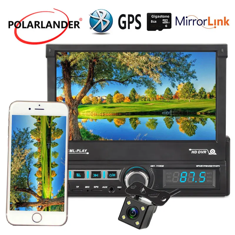 1 DIN автомобильный gps навигатор 7 дюймов выдвижной u диск для воспроизведения радио