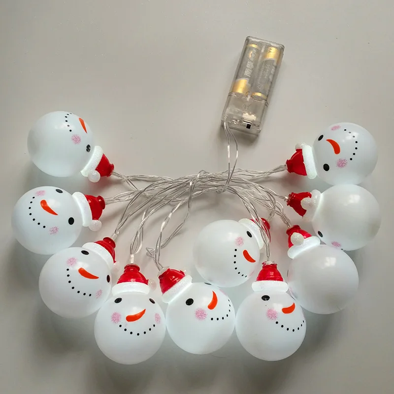 Новогодние игрушки 2018 снеговик светодиодные фонари на батарейках 1 6 м/3 м 10 шт.