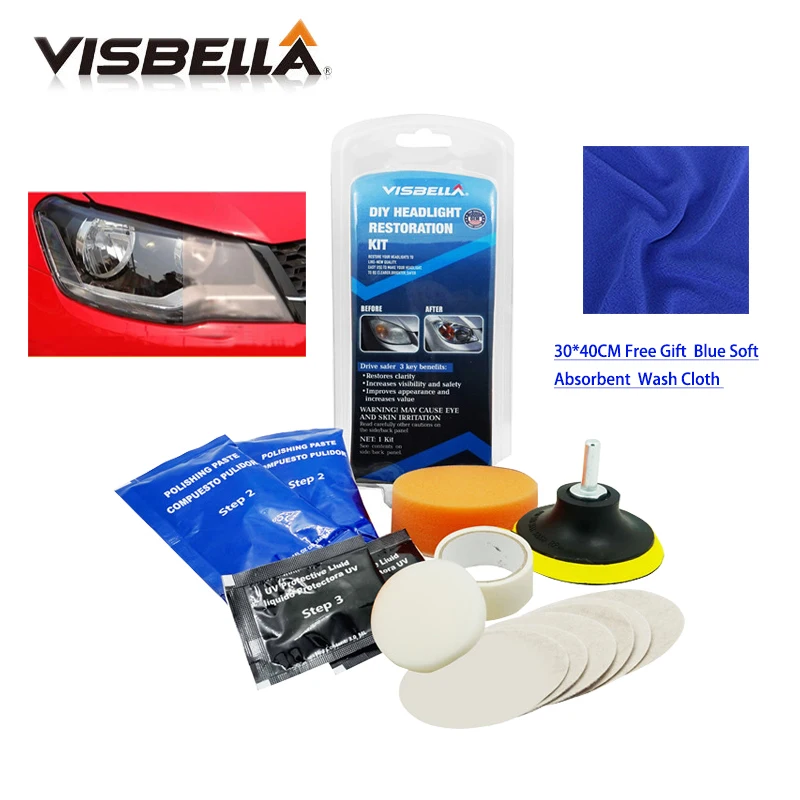 Visbella headlight restoration Kit DIY Headlamp Brightener for car auto