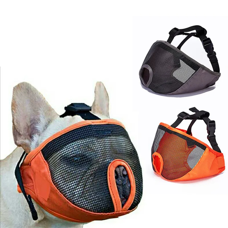 Breathable Mesh Short Snout Pet Dog Muzzle Comfortable Adjustable French Bulldog Pug Mouth Muzzle Mask Anti Stop Bite 8