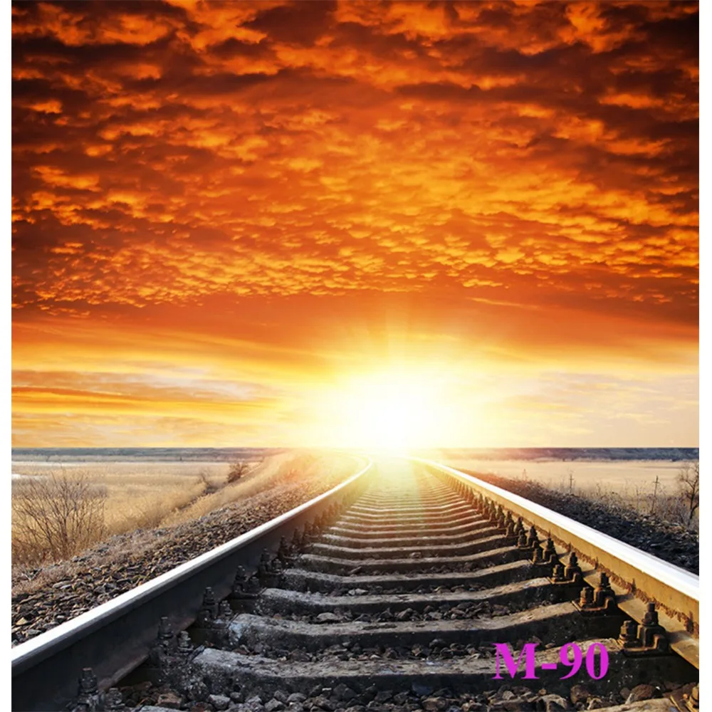 Setting Sun Railroad Track Decor Polyester Seamless Backdrop Background  Photography Studio Props Photographic Washable No Crease - Backgrounds -  AliExpress