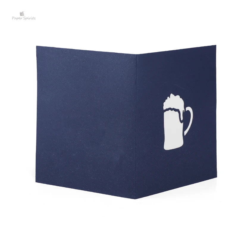 PAPER SPIRITZ Beer Cards 3D laser Cut Kraft Paper Pop Up Card With Envelope Invitations Greeting Invitation Big Gift Thank You