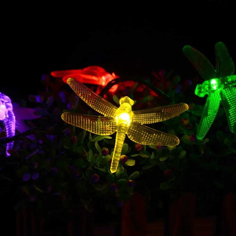 6.5m 30 led dragonfly solar power string lights, led waterproof fairy