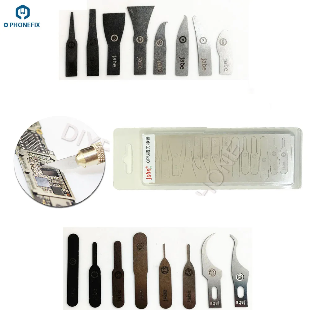 

PHONEFIX 16pcs/lot Ultra Thin Blade Knife Set High Precision CPU NAND IC Chip Remove Tool UV Glue Scraper Phone Repair Tool
