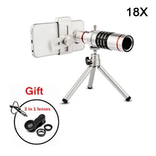 Универсальный 18x зум оптический телескоп линзы телефото линзы со штативом для iPhone 5S 6 6s 7 8 Plus мобильный телефон Lentes комплект