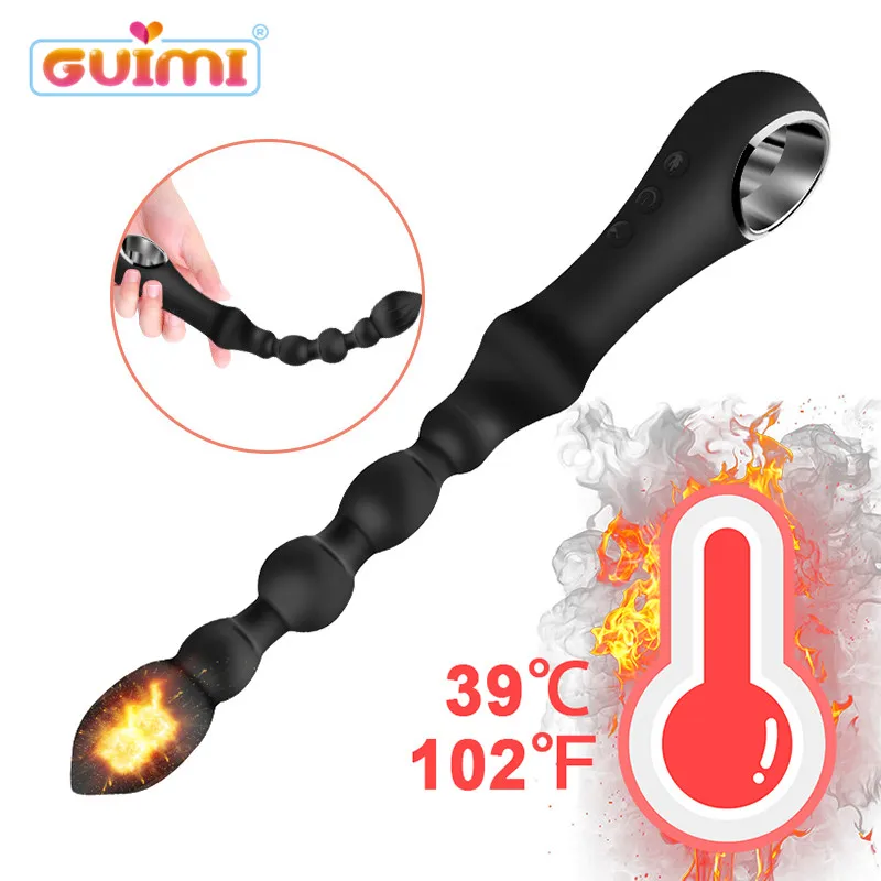 GUIMI Heating Bead Anal Plug Vibrator 12 Speeds Sex Toys for Adult Stimulator Buttplug Erotic Beads Prostate Massager |