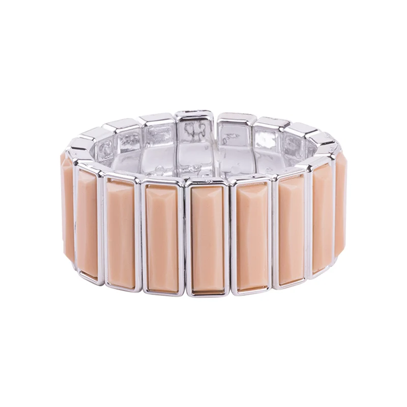 Vintage Resin Silver Cuff Bracelets Bangles for Women Fashion Stretch Geometric Metal Acrylic Wide Bracelet Simple Charm Jewelry (2)