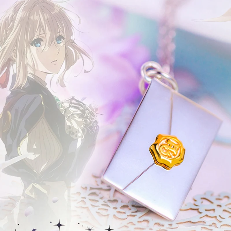 

Anime Violet Evergarden 925 Silver Pendant Necklace Cospaly Evenlop Necklace Women Jewelry Birthday Valentine's Day Gift