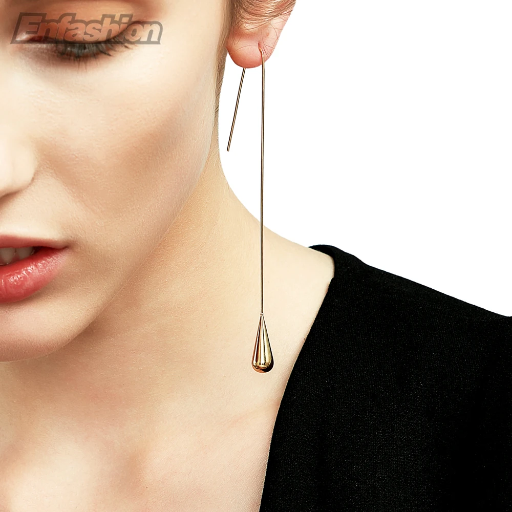 Enfashion Water Drop Shape Dangle Earrings Gold color Earings Drop Earrings For Women Long Earring Fashion Jewelry brinco
