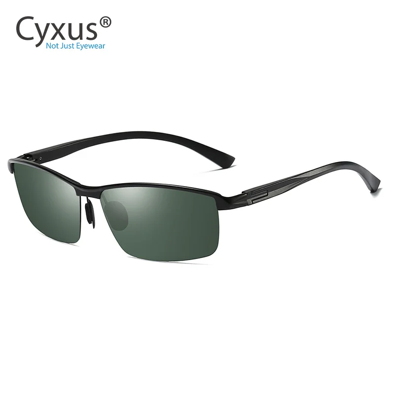 Cyxus Разработанный поляризатор UV400 зеркало для вождения прямоугольные солнцезащитные очки мужские для вождения рыбалки гольф на открытом воздухе-1983 - Цвет линз: Зеленый