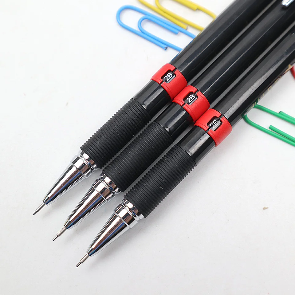 Механический карандаш для студентов, 0,5 мм, 2B заправки, черные автоматические карандаши для студентов, рисование, эскиз, офисные канцелярские принадлежности