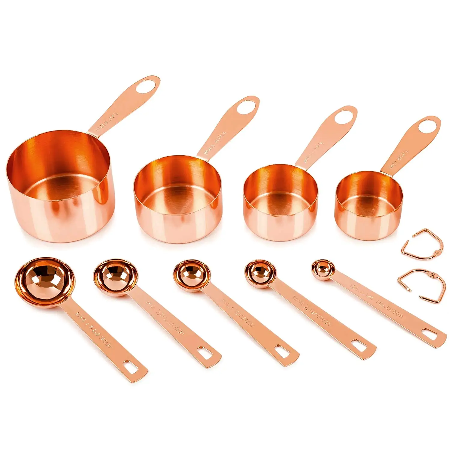 Pack of 9 Bocotoer Copper Stainless Steel Measuring Cups and Spoons 