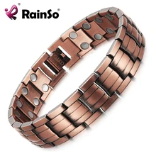RainSo красный Медь Магнитный браслет для мужчин женщин 2 ряда магнит здоровый био энергии браслеты подарок на день отца