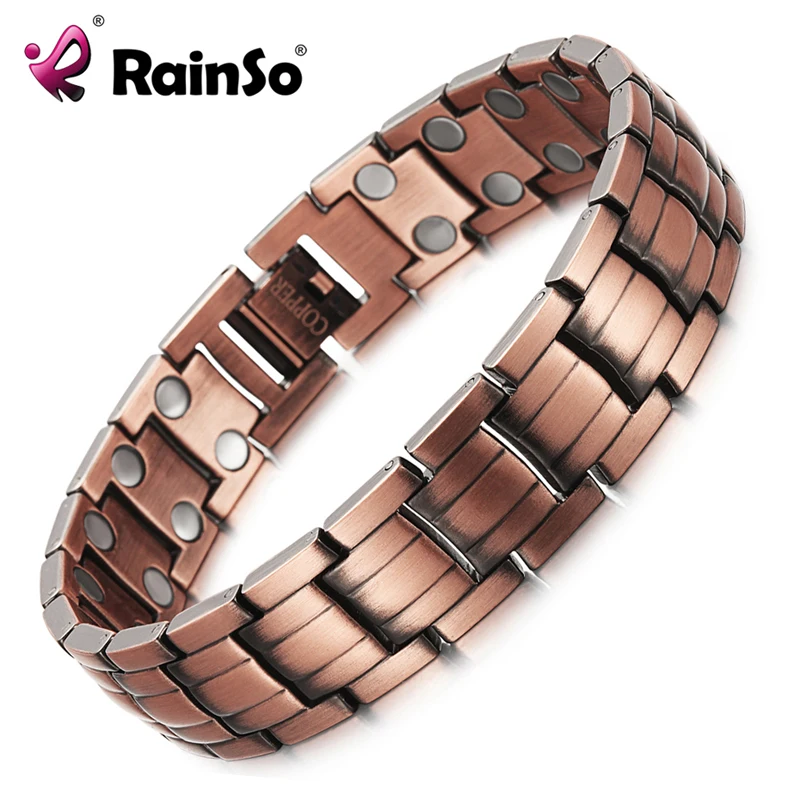 RainSo красный Медь Магнитный браслет для мужчин женщин 2 ряда магнит здоровый био