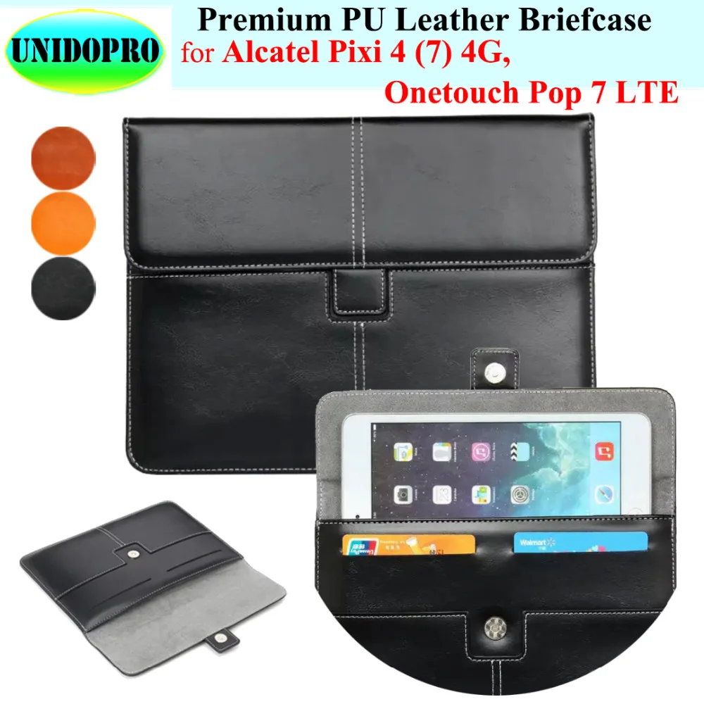 

Premium PU Leather Slim Sleeve Bag for Alcatel Pixi 4 (7) 4G, Onetouch Pop 7 LTE Briefcase Pouch Case w/ Credit Cards Holder