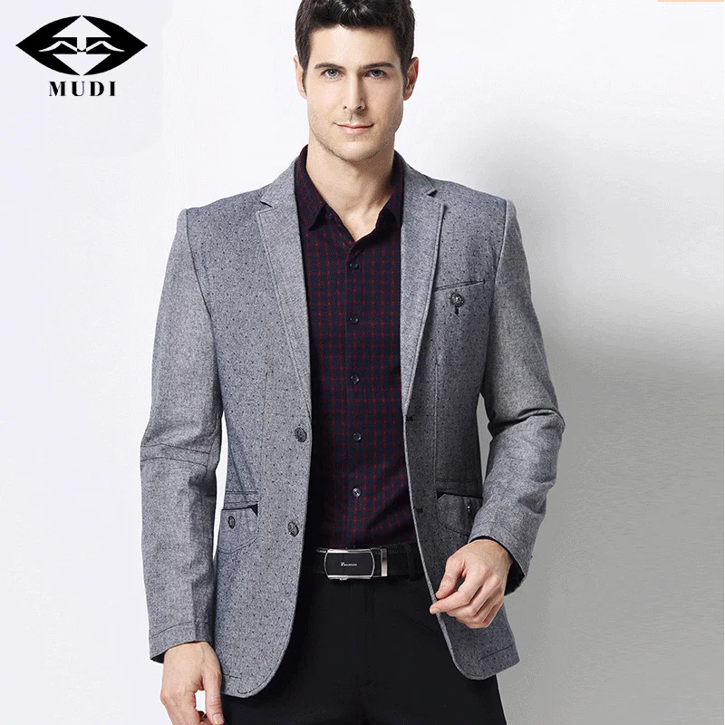 MUDI New Autumn Style Luxury Business Casual Suit Men Blazers Set