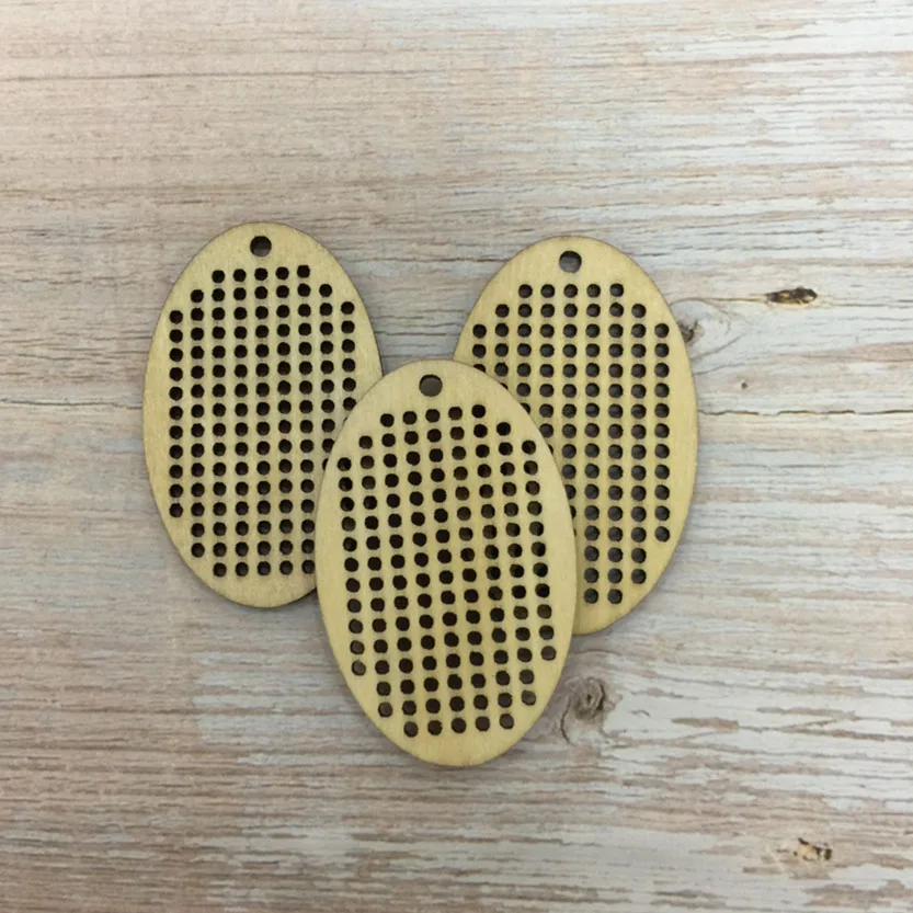 

50pcs diy craft laser cut wood oval embellishment cross stitch