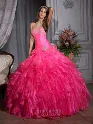 Бесплатная доставка ярких цветов органзы Слои Vestido De Noiva Quinceanera бальные платья Выпускного бала 2018 Мамам молодожёнов