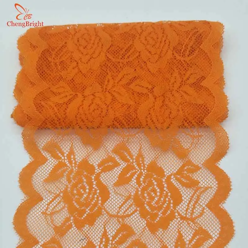 CHENGBRIGHT 2 ярдовая кружевная лента высокого качества кружевная ткань Африканская кружевная ткань узор розы кружевная лента 15 см Ширина Diy - Цвет: Orange