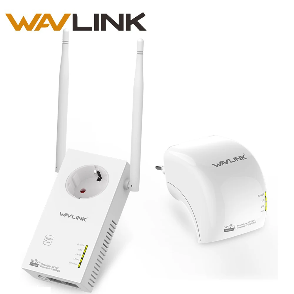 Wavlink AV500 2 LAN Port Powerline Wifi Adapter Wired 500Mbps+Wireless
