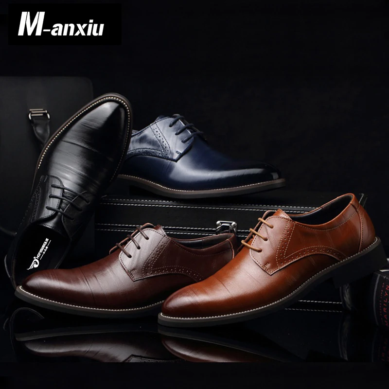 M-anxiu мужские повседневные классические модельные туфли на плоской подошве итальянские официальные оксфорды из натуральной кожи со шнуровкой размера плюс 38-48