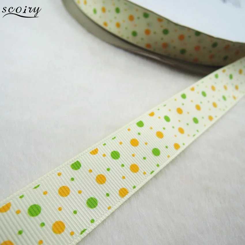 Wholesale 20 Yards 25mm Dots Printed Wedding Craft Grosgrain Ribbon for