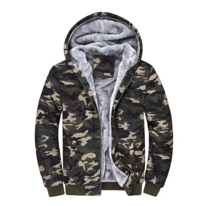 2018 camouflage Super Warm Hoodies Sweatshirts for Men Winter Thick Fleece Men's Jackets Casual Zip up Hoody Adult Coats Top | Мужская