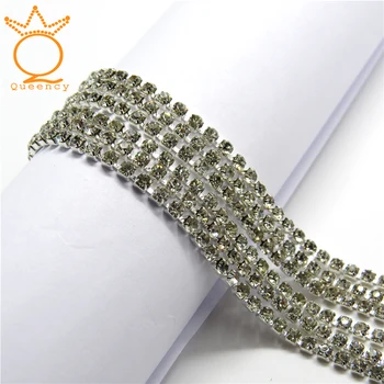 

10 Yards Glass Crystal Chain SS6-SS16 Silver Bottom Sew on Cup Chains For Diy Garment Bags Decorations Jewelry Making Chain