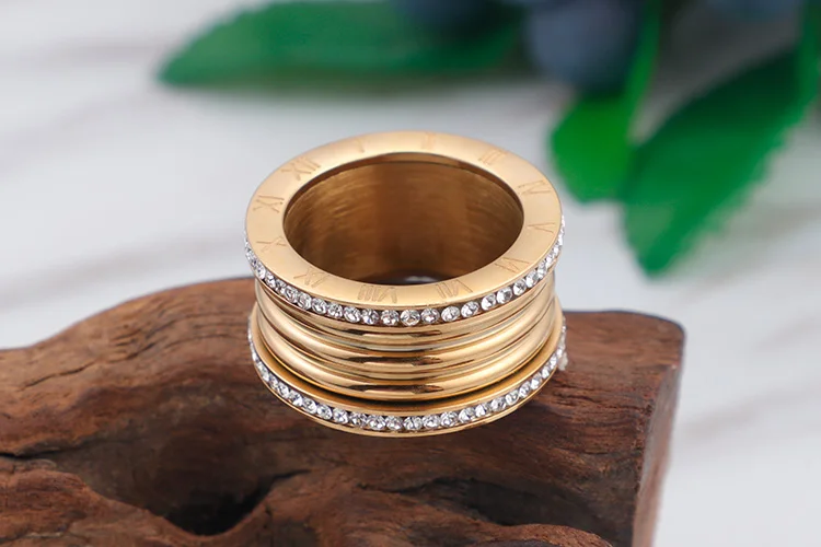 Роскошные кольца с римскими цифрами, нержавеющая сталь, Bague Femme, трендовые обручальные кольца с кубическим цирконием для женщин, ювелирные изделия Anillos Mujer