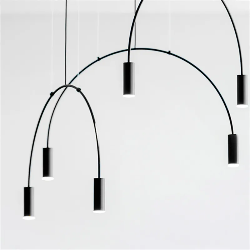 

Simple LED Pendant Lights Black semicircular lines Pendant Lamps Iron Hanglamp living room dinning room Kitchen Fixture lighting