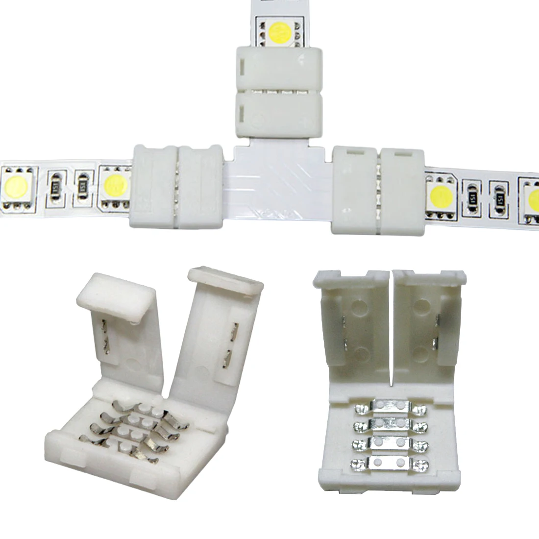 RGB LED Strip Connector 10pcs/set 4pin 10mm Free Welding Quick Splitter Right Angle Corner