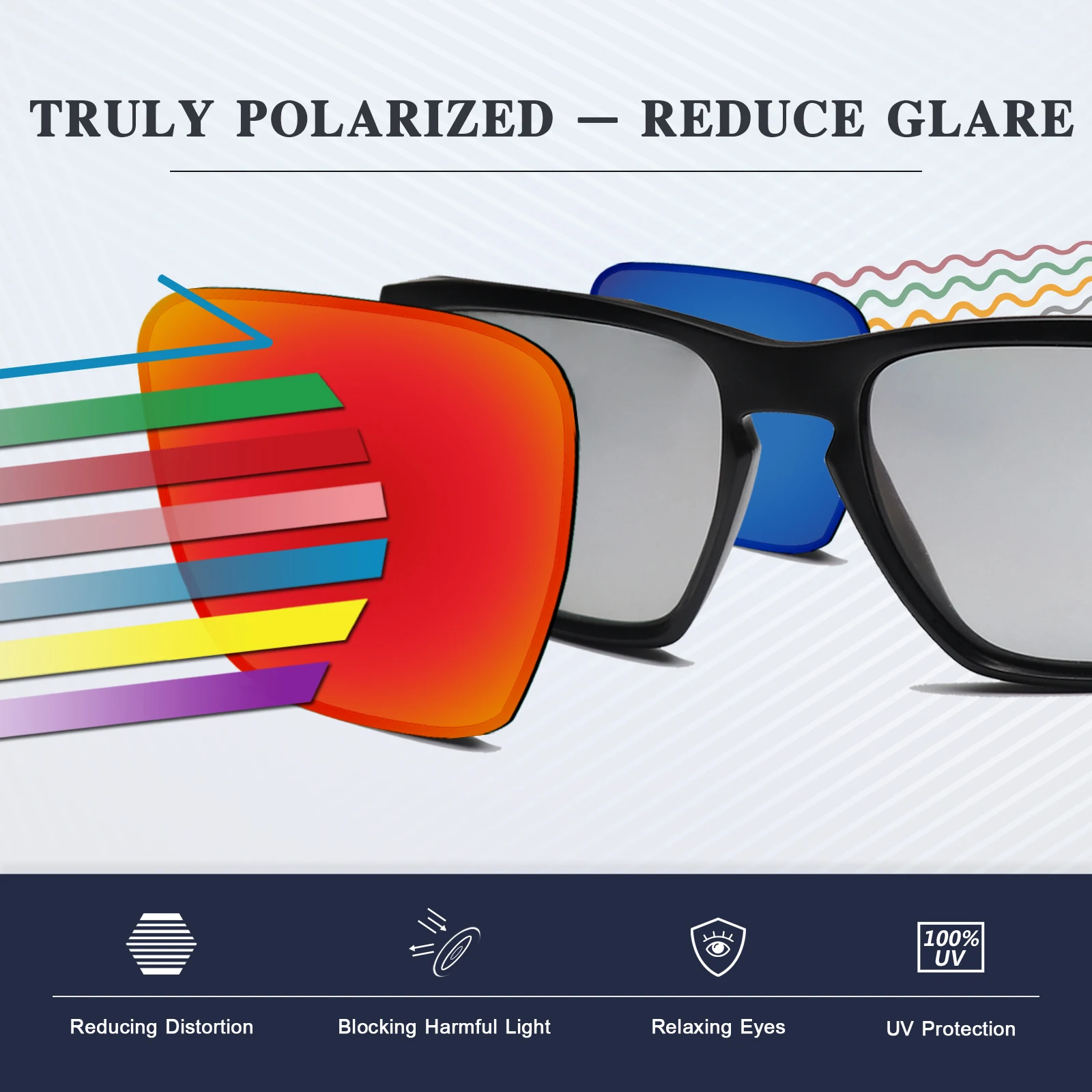 SmartVLT, 2 пары поляризованных солнцезащитных очков, Сменные линзы для солнцезащитных очков в квадрат-синий градиент и сплошной черный