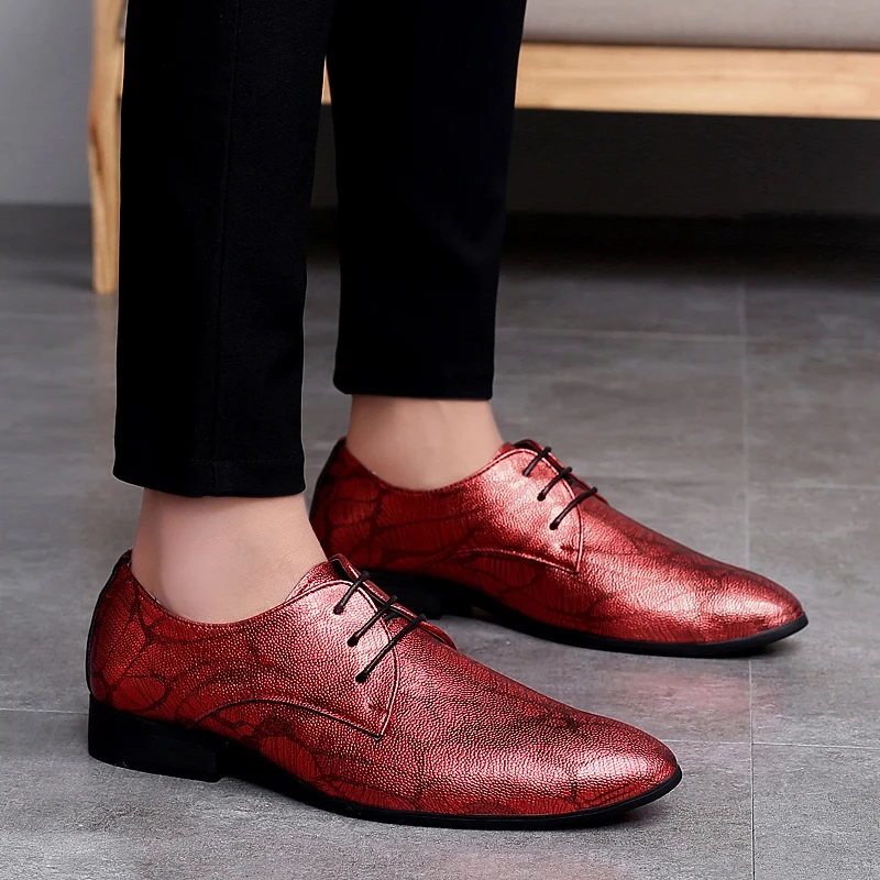 fashion snake skin men leather dress shoes cool designer evening party male footwear italian wedding brogue oxford shoes for men (19)