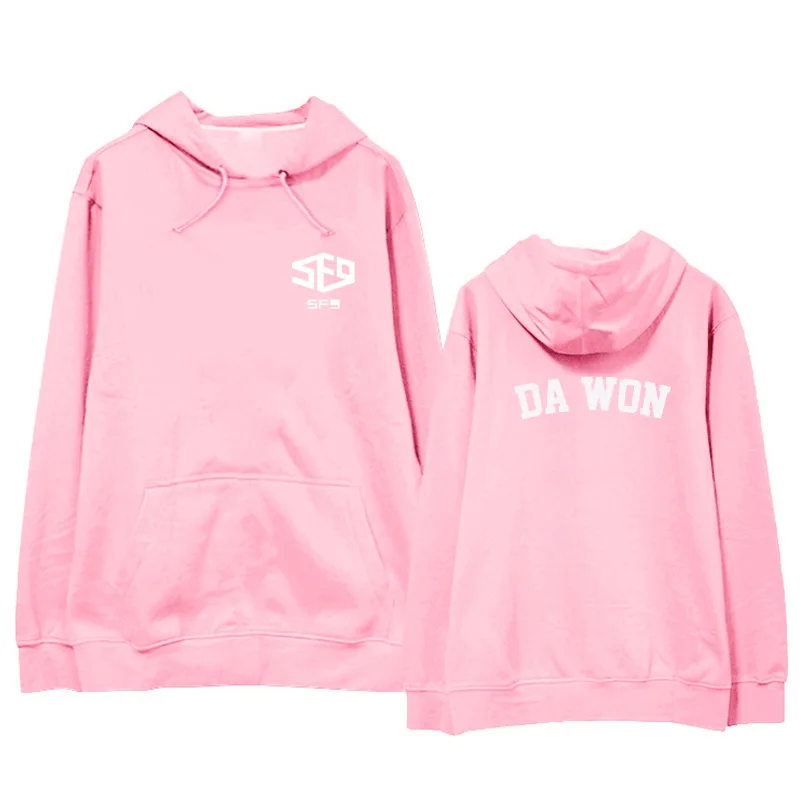 

KPOP . Bangtan boys Korean version men and women SF9 coat Sweatshirt Hoodie 2019 New Cotton Pink Letter printing Loose Lovers