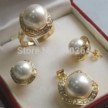 wholesale_jewelry_wig$ очаровательная Ювелирные Изделия белое море shell перл кулон Ожерелье серьги набор