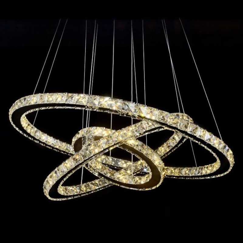 

Modern Led Crystal Chandeliers Fixture for Living Room Dining Room 3 Rings LED Crystal Chandelier Lamp Round Ring Hanging Lights