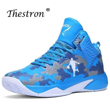 

2019 Mens Basketball Sneakers 37-45 Kids Boys High Top Sneakers Boys Trainning Shoes Sport Basketball Blue Red Basketball Boots