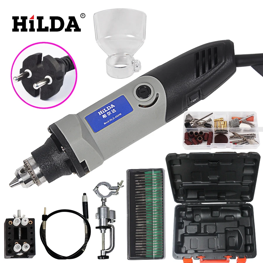 HILDA 84pcs metal sets 400W Mini Electric Drill with 6 Position Variable Speed Dremel Rotary Tools Mini Grinder Grinding Machine