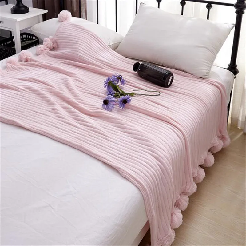 90*110cm Soft Blanket Warm Travel knit Sofa Towelling Coverlet Solid Color Blankets For Bed Warm blankets with balls 90*110cm Soft Blanket Warm Travel knit Sofa Towelling Coverlet Solid Color Blankets For Bed Warm blankets with balls