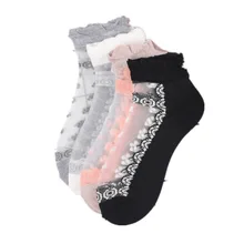 Кружевные женские носки Модные акриловые прозрачные невидимые стеклянные носки тонкие эластичные короткие носки с принтом для женщин