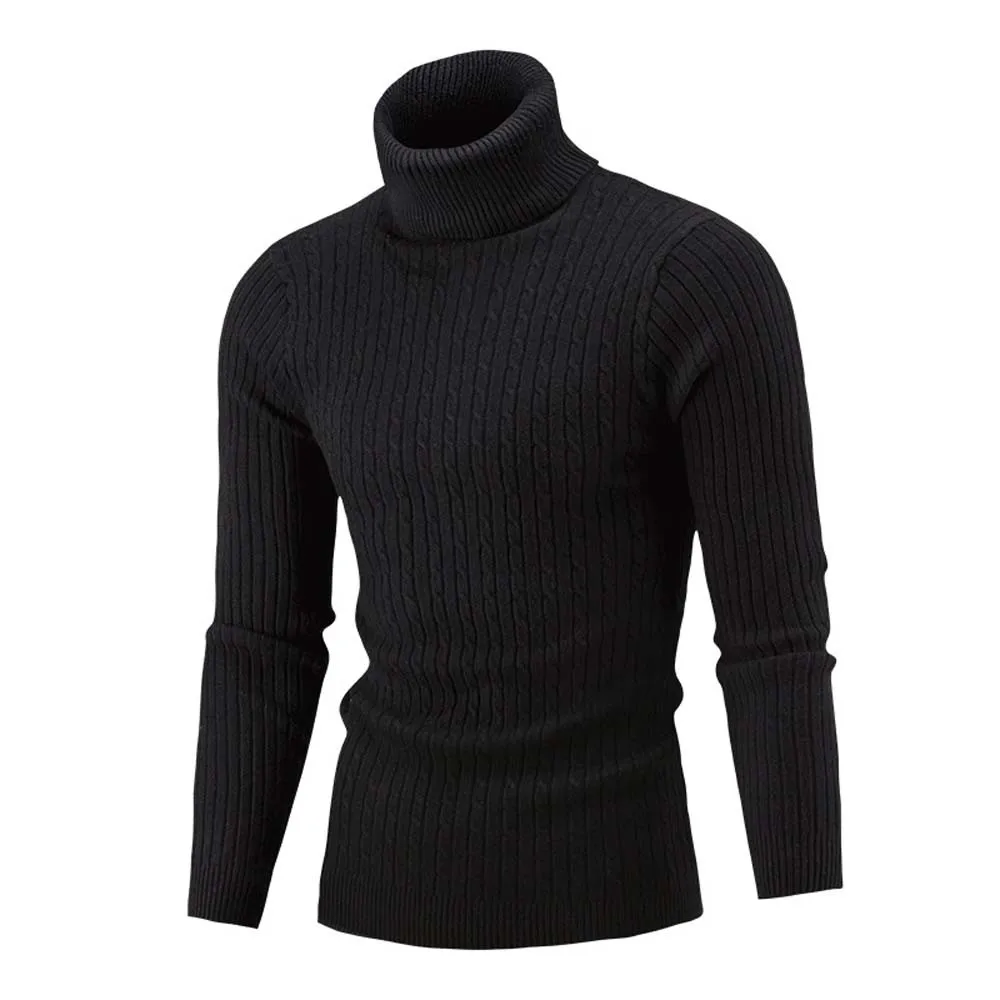 Basic High Neck Turtleneck Women Ribbed Sweater Pullovers Cotton